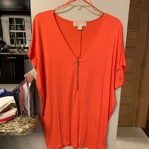 Michael KORS Womens CORAL Top with Zipper L